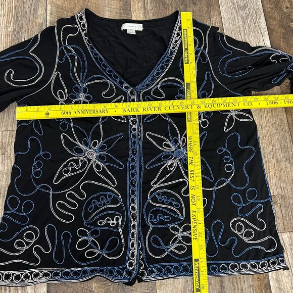 Art to Wear Embroidered Blue Black White Lightweight Jacket Size 1X cj Banks - Picture 7 of 7
